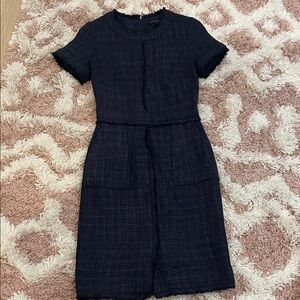 Banana Republic Classic Blue Tweed Short-Sleeve Dress